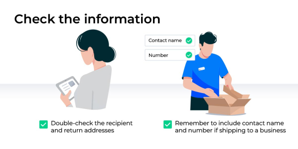 Address your parcel to the correct recipient and return addresses - Eurosender