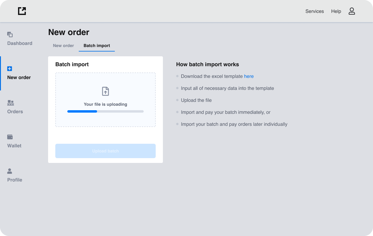 Batch import Eurosender